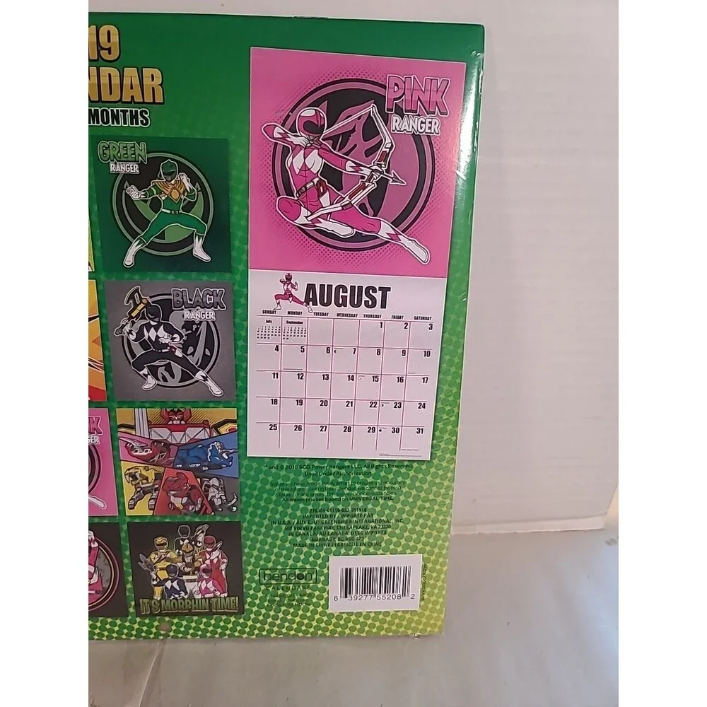NOS Sealed 2019 Mighty Morphin Power Rangers 12 Month Wall Calendar 10